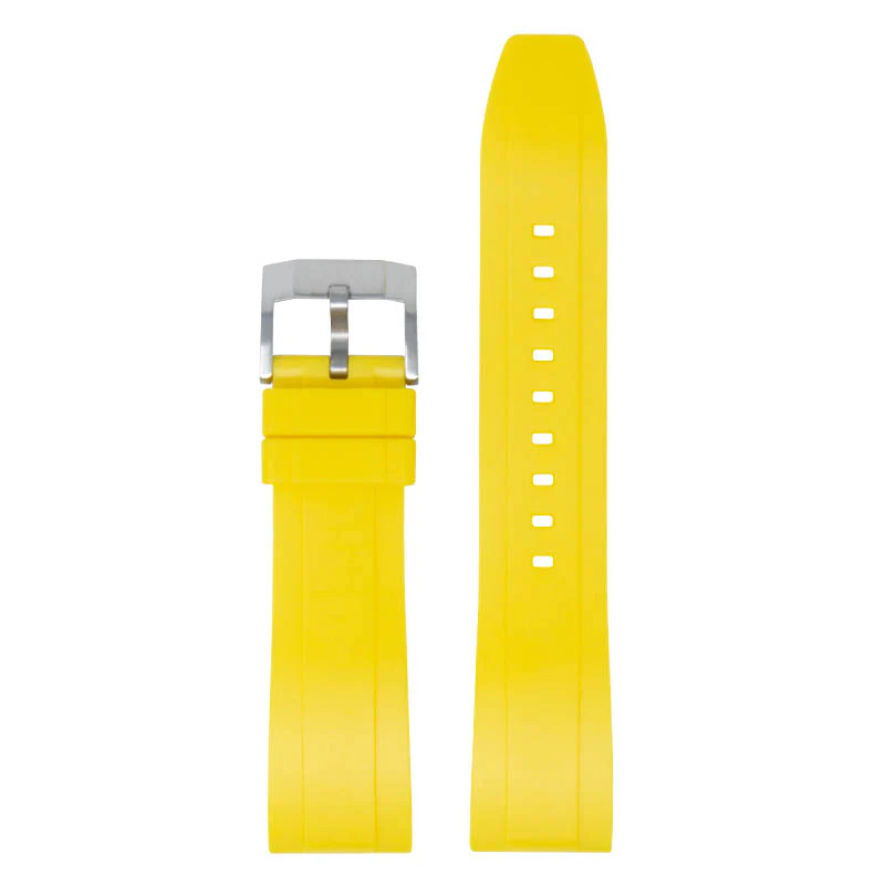 FKM Rubber Strap Yellow / 20mm / Polished Silver - Image 38