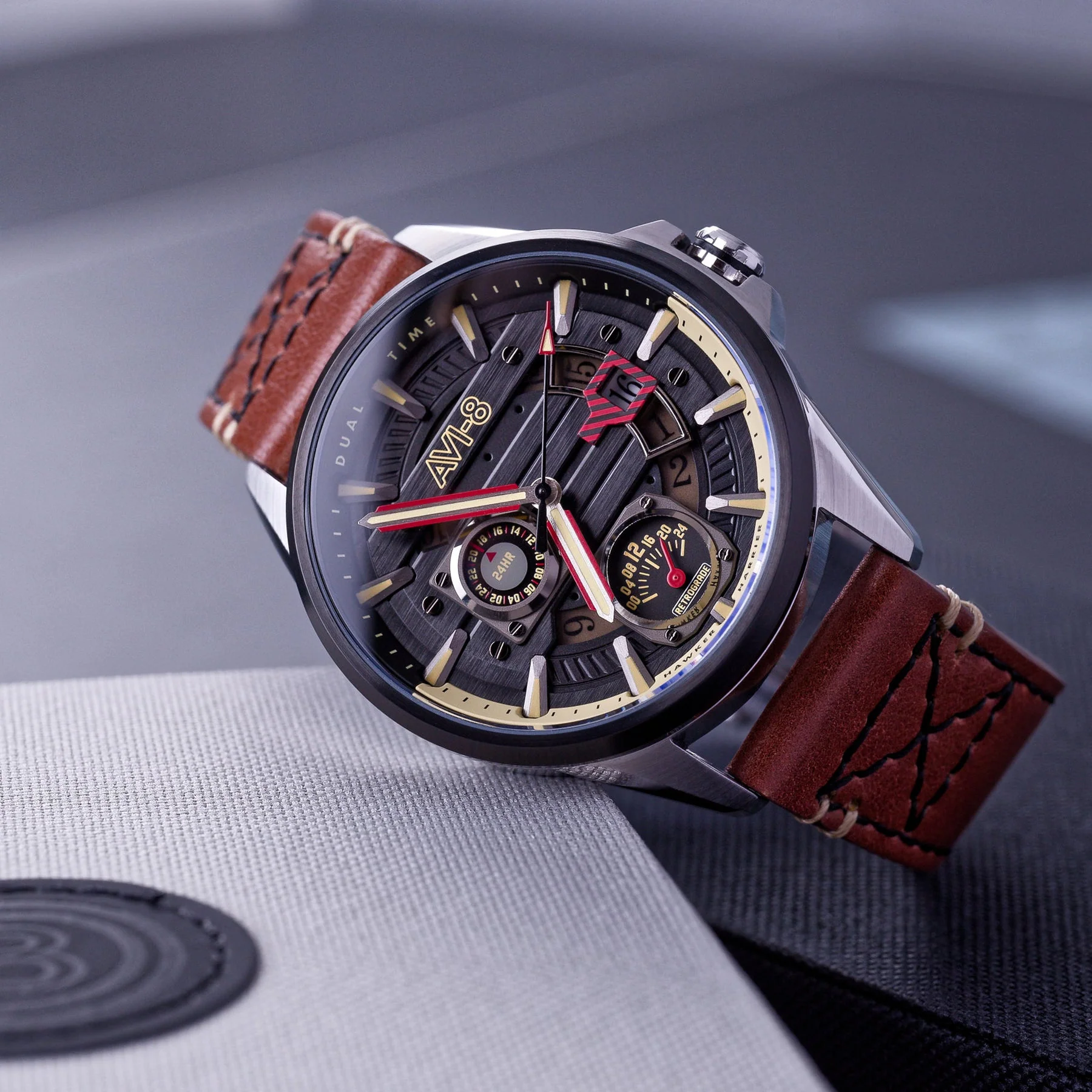 Hawker Harrier Farley Multifunction Black & Brown / Leather | Black Dial - Image 11