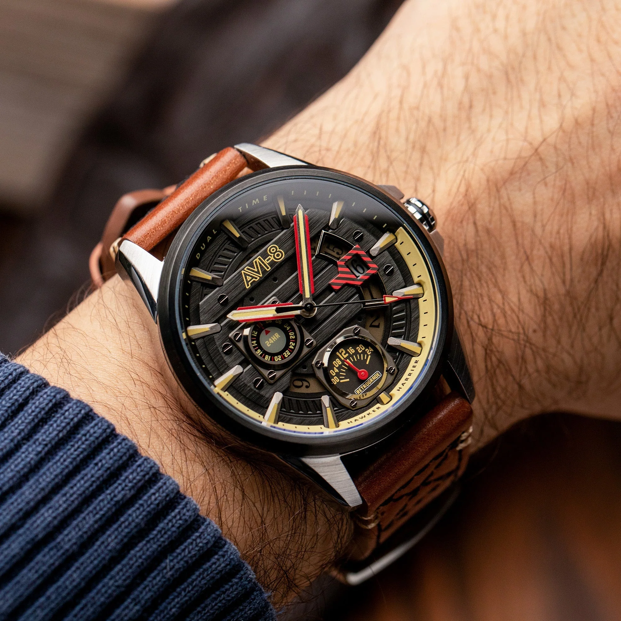 Hawker Harrier Farley Multifunction Black & Brown / Leather | Black Dial - Image 6