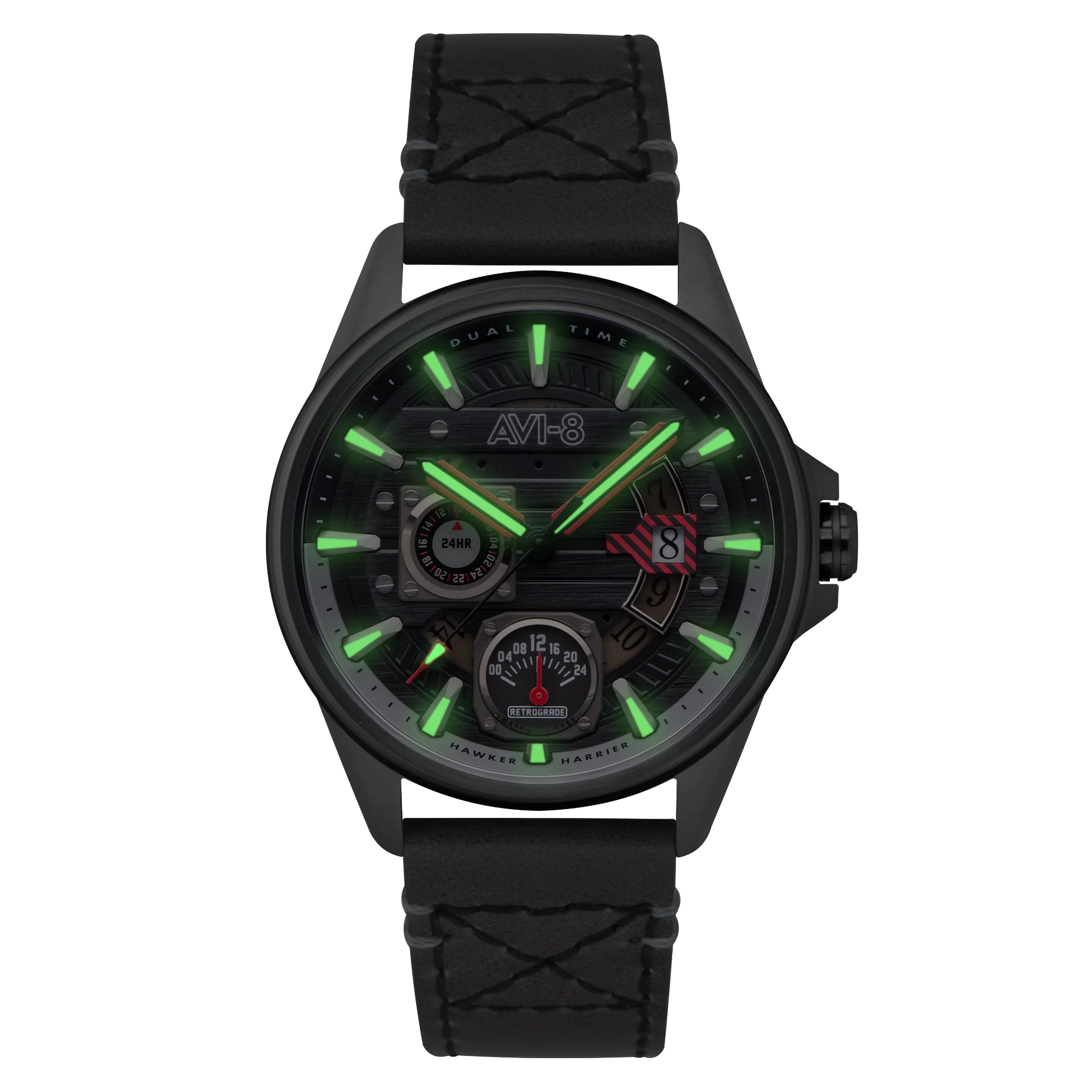 Hawker Harrier Farley Multifunction Quartz Black / Leather | Black Dial - Image 15