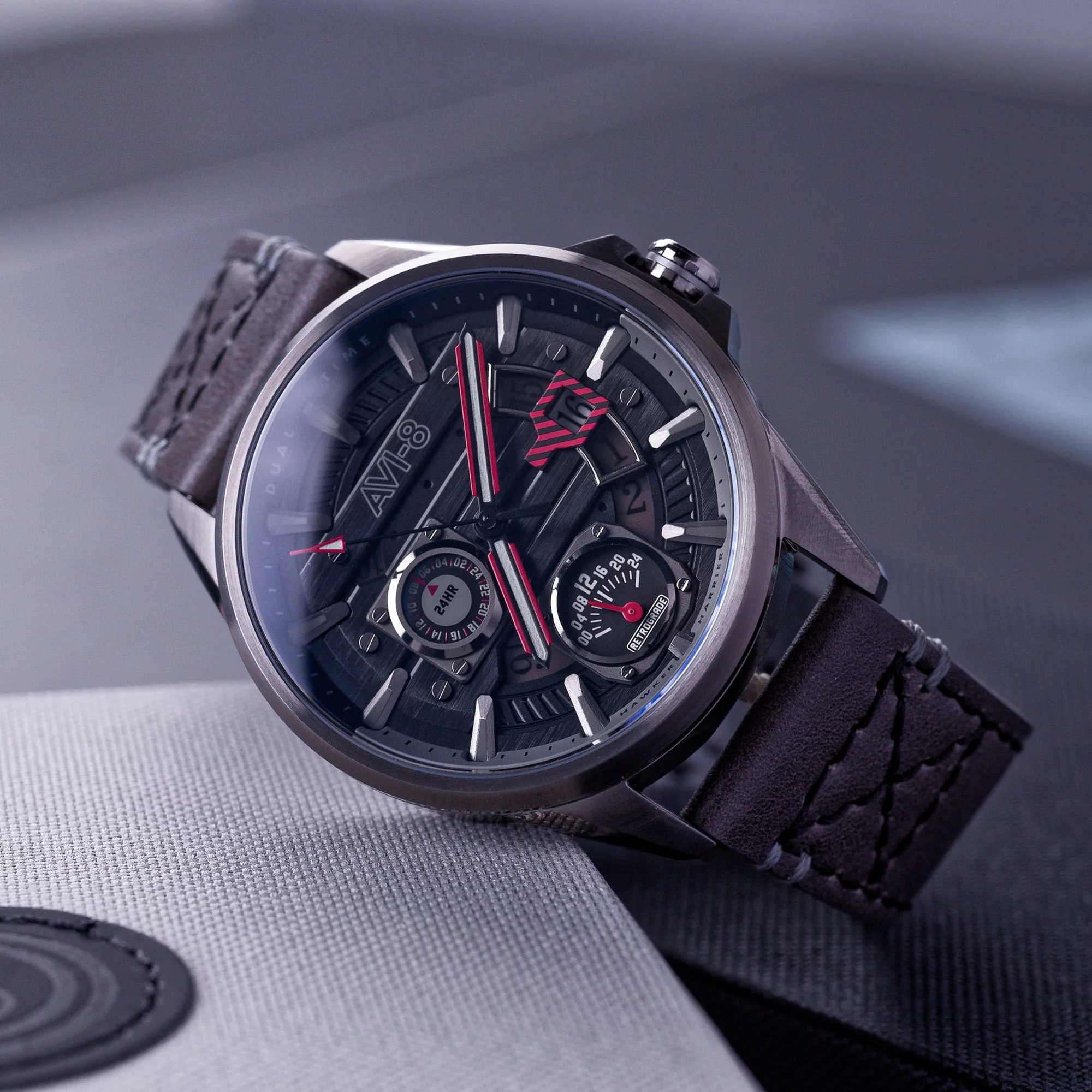 Hawker Harrier Farley Multifunction Quartz Black / Leather | Black Dial - Image 17