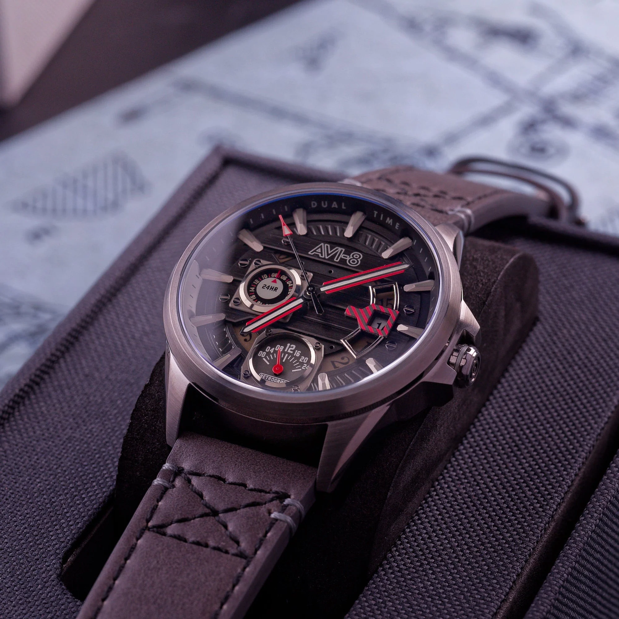 Hawker Harrier Farley Multifunction Quartz Black / Leather | Black Dial - Image 19