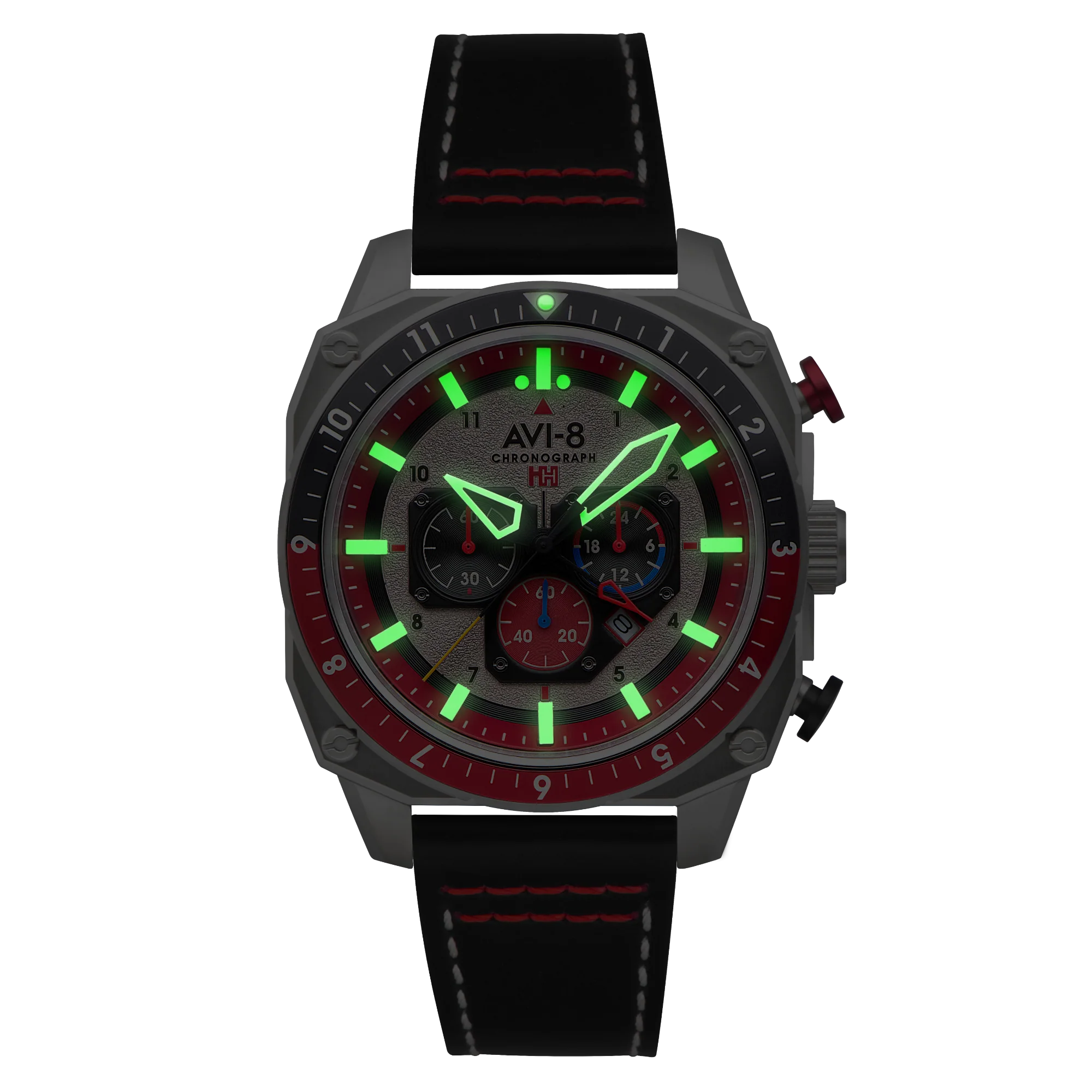 Hawker Hunter Atlas Dual Time Chronograph Gray / Leather | Gray Dial - Image 19