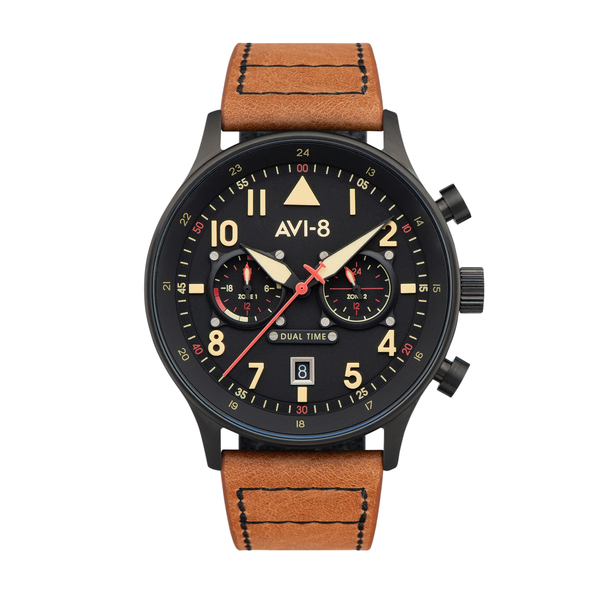 Hawker Hurricane Carey Dual Time Black Dial / Leather | Dial - Image 8