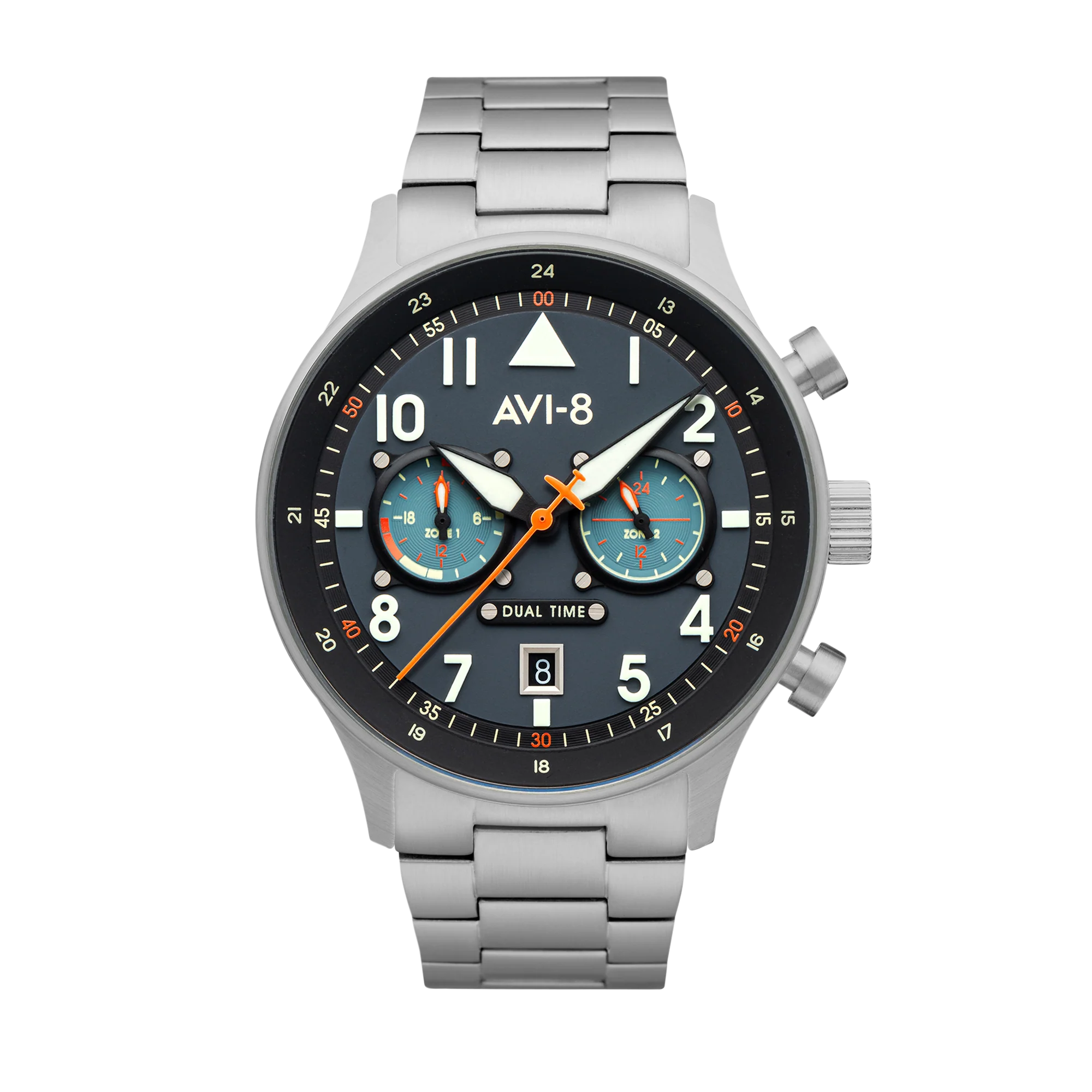 Hawker Hurricane Carey Dual Time Blue & Stainless Steel / Stainless Steel | Blue Dial - Image 12