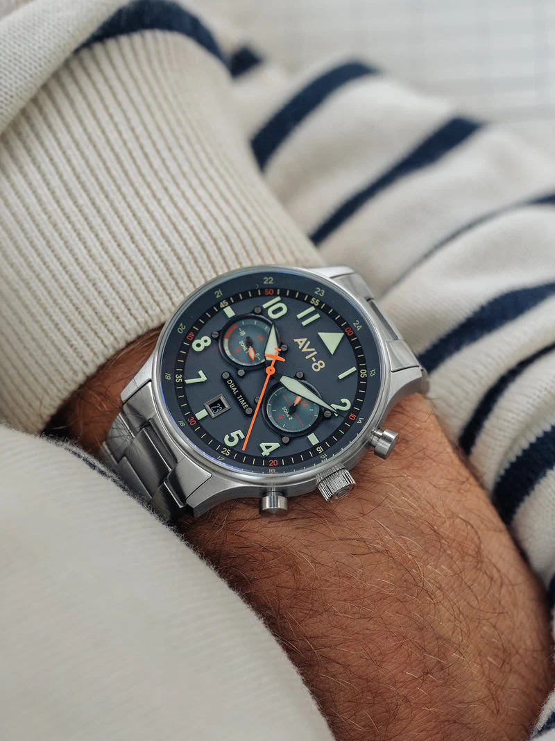 Hawker Hurricane Carey Dual Time Blue & Stainless Steel / Stainless Steel | Blue Dial - Image 17