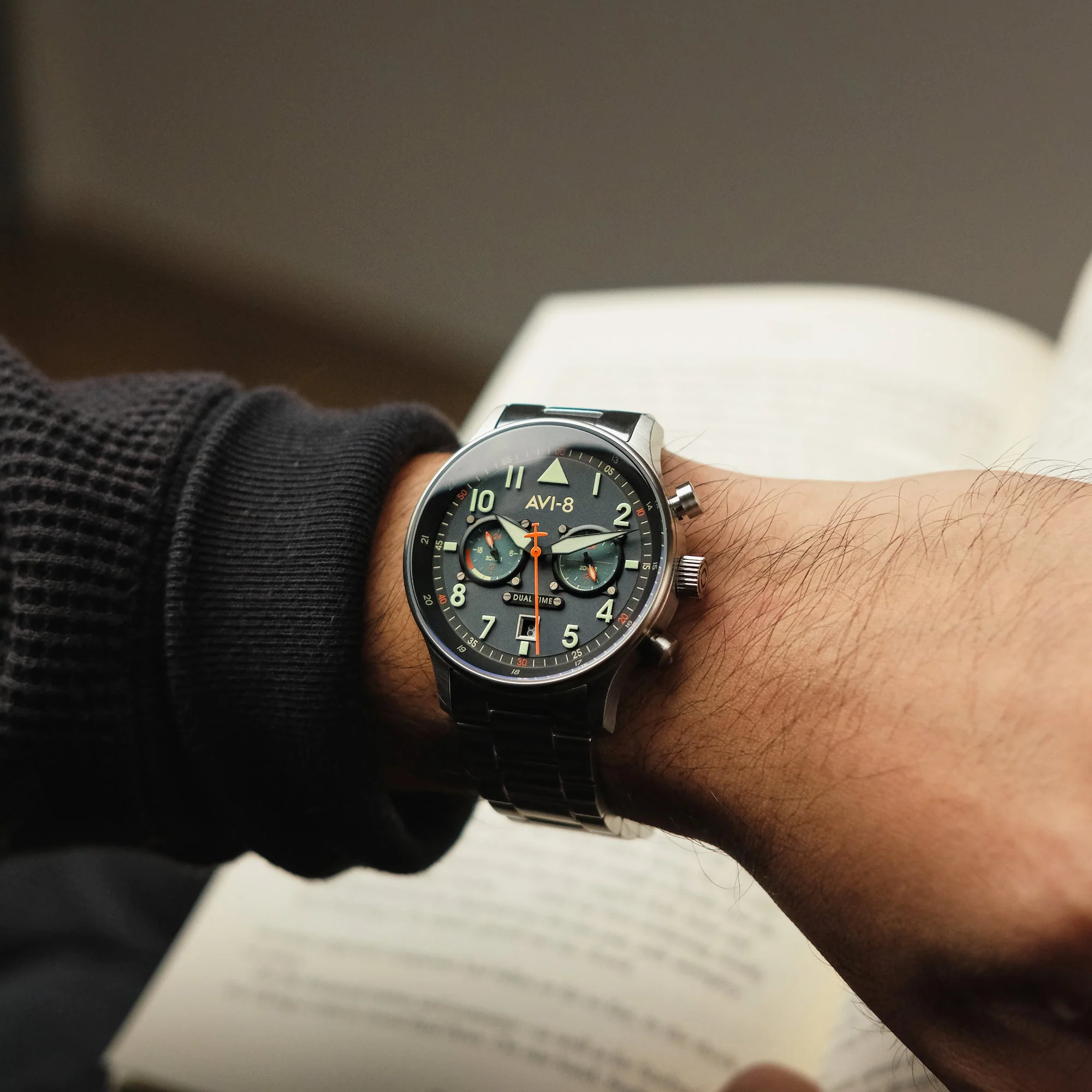 Hawker Hurricane Carey Dual Time Blue & Stainless Steel / Stainless Steel | Blue Dial - Image 6