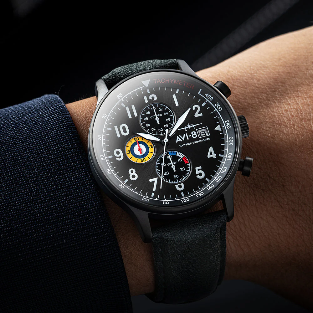 Hawker Hurricane Classic Chronograph Gray / Leather | Gray Dial - Image 15