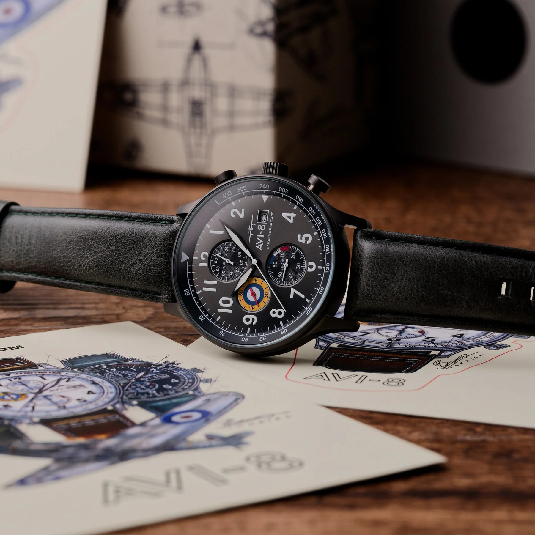 Hawker Hurricane Classic Chronograph Gray / Leather | Gray Dial - Image 20