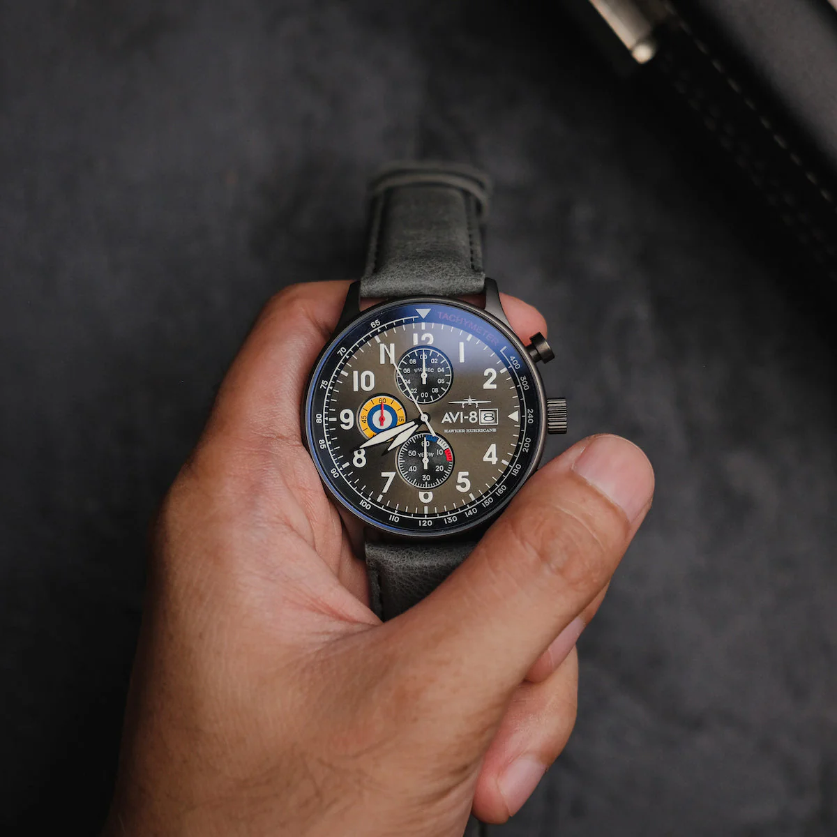 Hawker Hurricane Classic Chronograph Gray / Leather | Gray Dial - Image 21