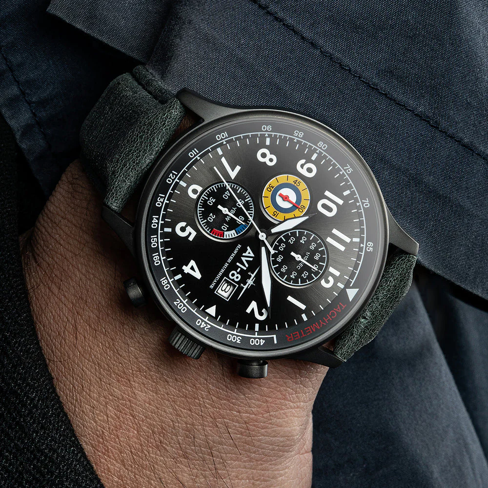 Hawker Hurricane Classic Chronograph Gray / Leather | Gray Dial - Image 22