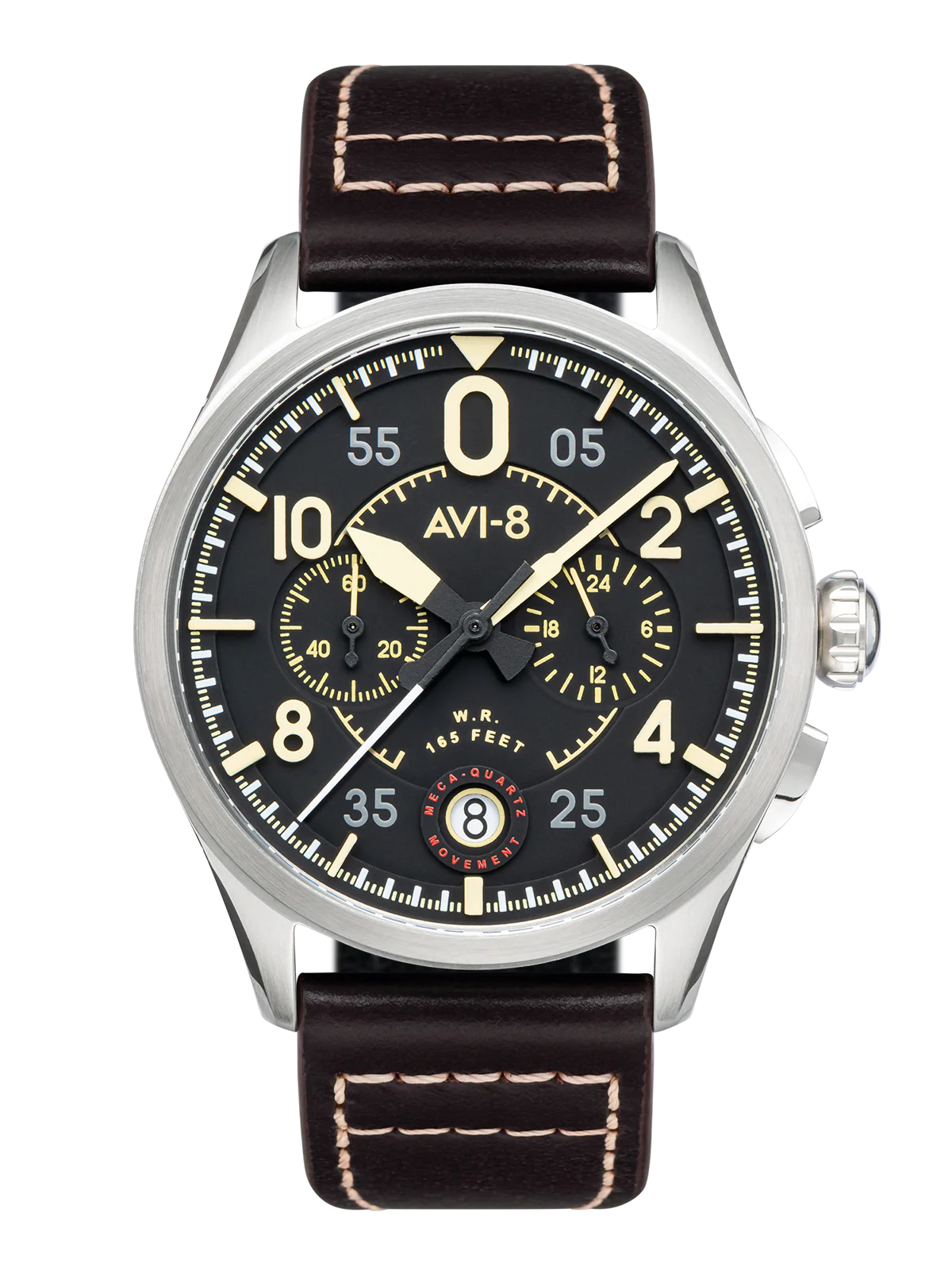 Spitfire Lock Chronograph Watch Black / Brown / Leather | Black Dial - Image 12